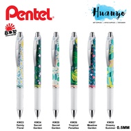 Pentel Energel Kawaii +4 Retractable Gel Roller Pen 0.5MM, Blue/Black Ink [Limited Edition Floral Series] Pcs/Set of 6