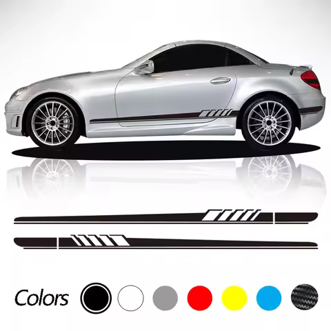 2 Pcs Car Door Side Stripe Skirt Sticker Vinyl Decal For Mercedes Benz SLK Class R170 R171 R172 SLK5