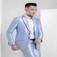 Stelan Jas dan Celana Pria - Jas Pengantin Pria Biru Frozen- Jas Formal Pria - Premium Quality