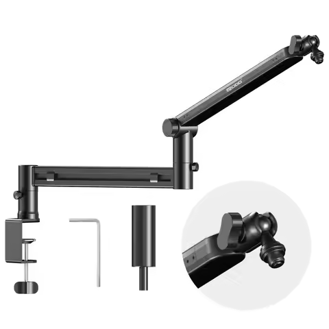 Microphone Boom Arm, Cable Management Low Profile Mic Stand 360° Rotatable Desk Mount for Fifine AM8