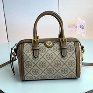 Tory Burch Bag 82939t 83970 Monogram Canvas Jacquard Barrel Hazelnut Brown