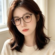 Anti Blue-ray Reading Glasses Frame Plain Face Cold Tea Frame Middle-aged Elderly Reading Glasses Ov