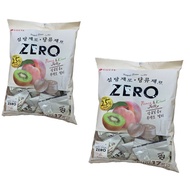 Combo of 2 packs of Korean sugar-free marshmallows, Lotte Zero free suger peach and kiwi 238G (17 pa