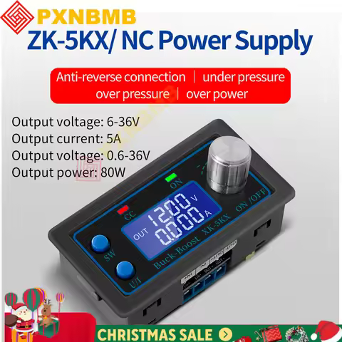 ZK 5KX DC DC Buck Boost Converter Programmable CC CV 0.6-36V 5A 5V 12V 24V 80W Power Module Adjustab