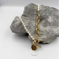 Briella Pearl & Gold Toggle Necklace