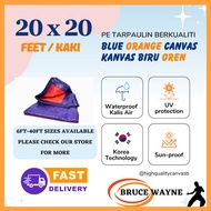 20X20 FTBlue Orange Waterproof Canvas Tarpaulin Sheet Canopy Camping Kanvas Khemah Pasar Malam Cover