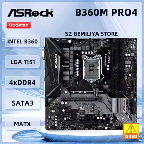 Asrock B360M Pro4 Motherboard Intel B360 Socket 1151 DDR4 2666 128GB Ultra M.2 Micro ATX support i7-