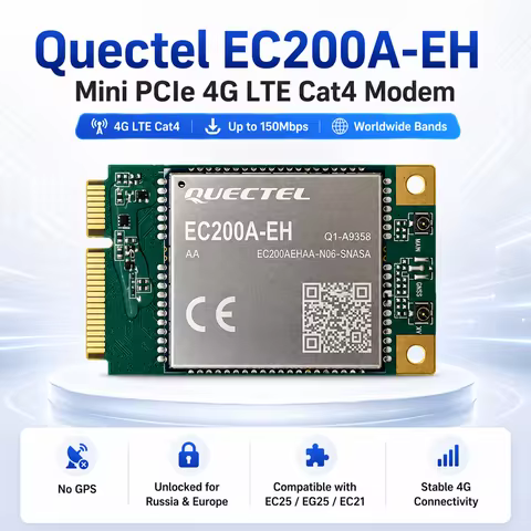 Quectel EC200A-EH Mini PCIe 4G LTE Cat4 Modem (No GPS) | Unlocked for Russia & Europe | Compatible w