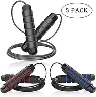LEMIKAI Jump Ropes, Tangle-Free with Ball Bearing Cable Speed Rope Skipping Rope for Exercise Fitness for Aerobic Exercise Speed Training, Endurance Training and Fitness Gym - 3 Pack