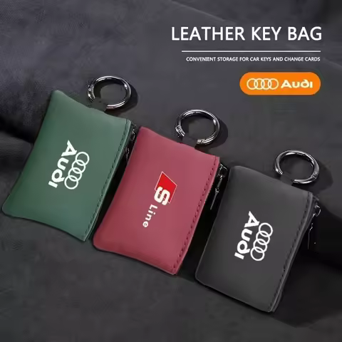 Car Leather Key Bag Keychain Mini Coin Card Storage Case For Audi Sline A1 A3 A4 A5 A6 A7 A8 B8 B9 B