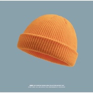 Beanie Hat Topi Streetwear Unisex Knitted Skullcap Hat Binnie Cap Roll Up Edge Trendy Cap 10