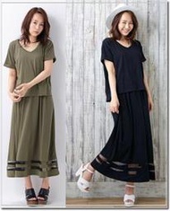 【WildLady】 BYE BYE INGNI公司日系甜美T恤+長裙 連身裙 兩件式 套裝