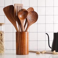 Teak Cooking Set Solid Wood Spatula Spoon Fork Non-Stick Pan Acacia Wood Kitchenware Long Handle Spa