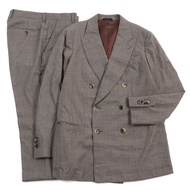 成色極佳的GIORGIO ARMANI Armani 2022款NAPOLI雙排扣西裝，96%羊絨，全袖口，ブラウン格紋，尺寸48R。含衣架和衣物收納袋。正品，義大利製。