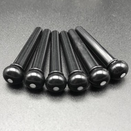 2025 6pcs Real Bone Acoustic Guitar Bridge Pins Pure Bone Ebony Bridge Pin with Brass Circle for Fol