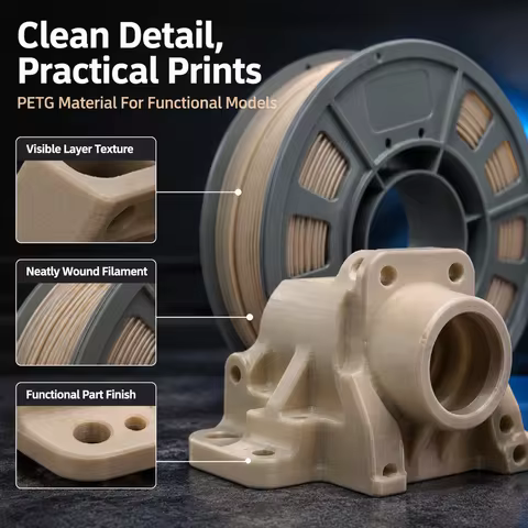 PETG 3D Printer Filament 1.75mm, 300g Compact Spool Light Apricot, Dimensional Accuracy +/- 0.03mm, 