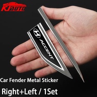Hyundai Accent Car Stainless Steel Car Door Fender 3D Metal Side Logo Stickers（Left And Right) Creat