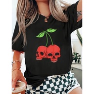 Cherry Skulls Punk Gothic Grunge Baddie Emo Metal T-Shirt