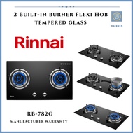 [SG Seller] RINNAI RB-782G 2 BURNER BUILT-IN HOB TEMPERED GLASS (BLACK) TOP PLATE - 1 YEAR MANUFACTURER WARRANTY