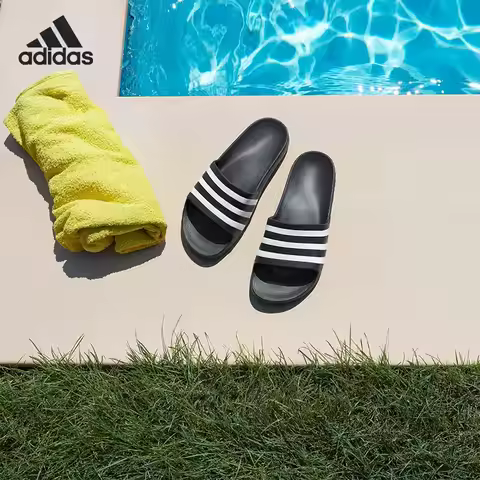 Adidas F35543 Men Women Slides Black White Lightweight EVA Waterproof Non Slip Sandals For Shower Be