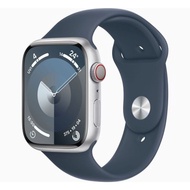 Apple Watch Series 9 智能手錶 GPS+流動網絡 45mm銀色鋁金屬錶殼風暴藍色運動錶帶S/M 預計7日內發貨 -