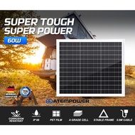 ATEMPOWER 60W Solar Panel 12V Monocrystalline