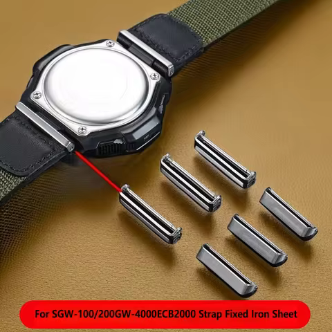For Casio SGW-100/200 GW-4000 ECB2000 Series Silicone Nylon Strap Fixed Iron Sheet Stainless Steel M
