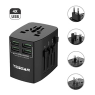 ﹍TESSAN International Travel Plug Adapter, Universal Power with 4 USB Sockets. Global All-in-One Socket Charger Adapter-
