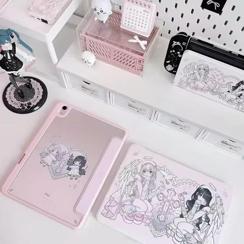 Anime Angel Wings Girl Pink Y2K Cover For iPad Pro 13 11th M5 M4 12.9 A16 10 8 7 9th 10th For Ipad A