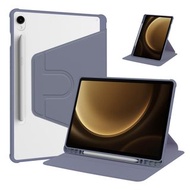 XPRO - Rotary Clear Lite - Samsung Galaxy Tab S10 Ultra Case 皮革蓋面旋轉底殼高度防撞透明筆槽平板保護硬殼 FE S9+ S8 S7 LIT