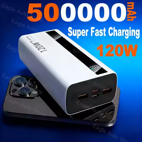 New 500000mAh High Capacity PowerBank 120W Super Fast Charging Portable External Battery Powerbank C