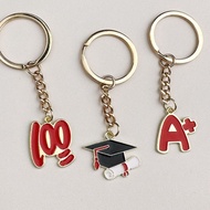Exquisite Bachelor Cap Keychain Alloy Drip Oil A+ 100 Points Pendant Blessing Student Graduation Gifts Bag Ornaments Accessory