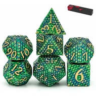 UDIXI Metal Dice Set D&D, 7-Die Dragon Scale Metal DND Dice Set Polyhedral for Role Playing Games an