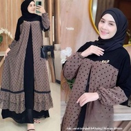 dinara maxi ceruty bebydoll  gamis ceruty kancing rompi polka /gamis