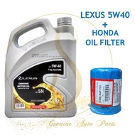 (100% Original) New Lexus 5W40 4L API-SN Fully Synthetic Engine Oil FREE Honda Oil Filter 15400-RAF-T01