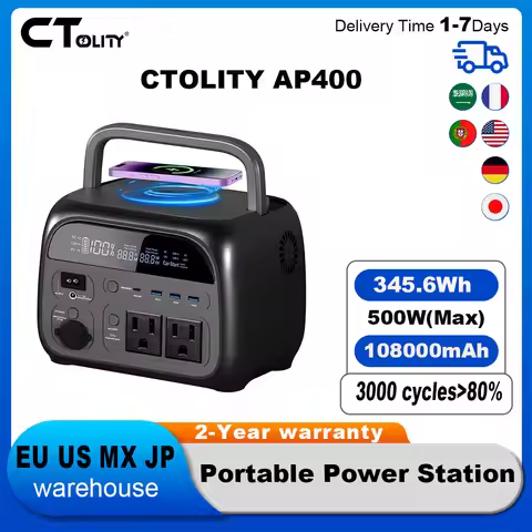 CTOLITY AP400 500W 108000mAh Portable Power Station Solar Generator LiFePO4 Portable power supply fo