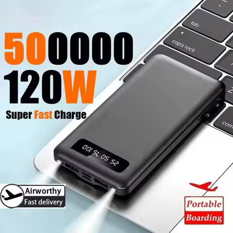 500000mAh 120W Power Bank Fast Charging Battery High Capacity Digital Display Power Bank For iPhone 