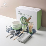 ชุดชงชามัทฉะ(10ชิ้น) Matcha Box Set ชุดชงมัทฉะ อุปกรณ์ชงชา ชงชาเขียว พร้อมที่ตีไม้ไผ่ Chasen ตะแกรง
