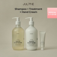 JULYME White Soap Musk Perfume Hair & Hand Care Set (Shampoo 500ml + Treatment 500ml + Hand Cream 30