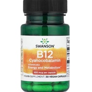 Vitamin B12 Swanson Vitamins B12 500 mcg 30 Vegan Capsules