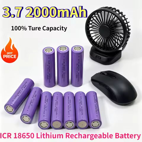 Original 18650 Battery 3.7V 2000mAh Lithium Rechargeable Battery ICR18650 for Flashlight Electric Fa