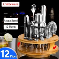 Rotate Cocktail Shaker Bar Tools Set Barware Bartender Shakers Kit Jigger Mixer Muddler Pourer Spoon