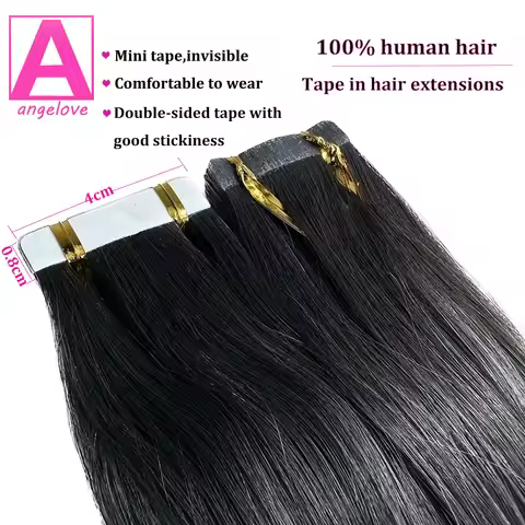 Hair Tape In Hair Extensions Tiny Interface 4x0.8cm Skin Weft 100% Real Remy Human Hair 20pcs 14-26