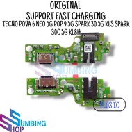 Tecno Pova 6 Neo 5G Pop 9 5G Spark 30 5G KLS Spark 30C 5G KL8H Pcb Board Usb Board Con Cas Mic Ori