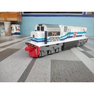 Cc201 white blue wooden train miniature