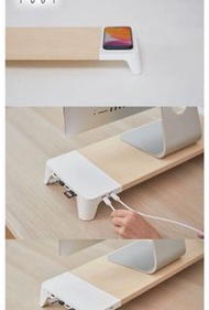 交換聖誕禮物 大方得體 POUT  Eyes 8 黑色原木風多功能電腦支架 - 15W Qi 無線充電架 + USB Hub