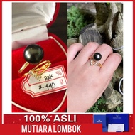 cincin mutiara laut emas 22 karat lombok perhiasan gold wanita mewah - hitam 6