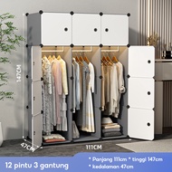LG Lemari Plastik Portable Pakaian 12 Pintu Lemari Penyimpanan Serbaguna Wardrobe Lemari Baju Plasti