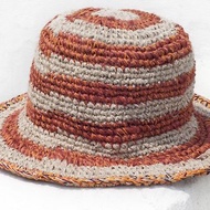 手工編織棉麻帽 編織帽 漁夫帽 遮陽帽 草帽-橘子蛋糕彩虹森林風