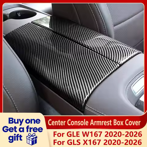 Car Carbon Fiber Center Console Armrest Box Cover Trim for Mercedes Benz GLS X167 GLE W167 GLE53 C16